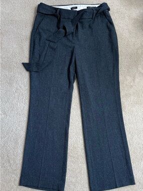 LOFT Dark Gray/Blue Tie-Waist Straight Dress Pants